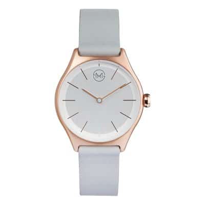 slim made two 05 - thin wrist watch in rose gold with grey leather band - 01